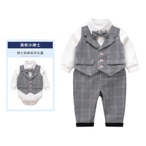 Baby year-old dress Male one-year-old catch week Baby small suit suit British spring and autumn boys birthday clothes winter