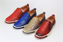 New Python casual shoes mens round head leather loafer shoes lazy people driving mens shoes wear-resistant set foot shoes summer