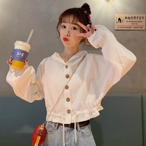 Short shirt with high waist pants womens coat spring and autumn school season students Harajuku style jacket shirt Women