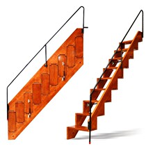 Wangyue Pavilion sticks to the wall folds against the wall retracts retracts retracts invisible side-mounted solid wood duplex villa net red space-saving stairs