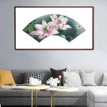 Ingenuity Su embroidery fan-shaped lotus home decoration hanging painting embroidery silk