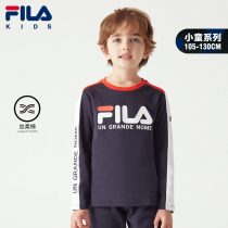 FILA FILA Phila childrens clothing boys long sleeve T-shirt 2021 Autumn New Products children thin base shirt children inside the tide