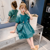 Korean girl dress 2022 new summer foreign style big boy thin puff sleeve sleeve little girl princess dress