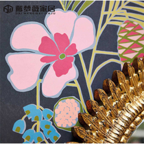 Original imported wallpaper big flower American big flower porch living room background Villa model room hardcover room environmental wallpaper