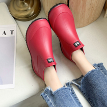 Fashion Rain Shoes Women Comfort Warm Plus Suede Non-slip Waterproof Rain Boots Thick Underwear Adults Work Car Wash Rain Shoes