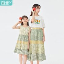 Inman child clothing pro-daughter dress female sleeveless dress for summer splicing plaid broken flower girls dress 2022 new