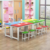 Student color desks and chairs childrens drawing table reading area calligraphy training class studio kindergarten small class table