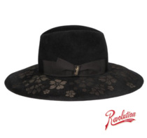 Classic Borsalino all Italy handmade rabbit hair wide eaves hat elegant flower hat female 0469