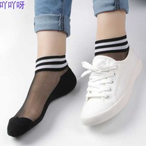 Crystal stockings children lace socks cotton bottom breathable non-slip Ice Silk socks autumn glass thin stockings