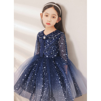 Girl princess dress puffy gauze childrens host piano performance high-end girl birthday evening dress autumn and winter