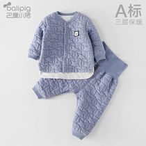 Baby thermal underwear set high waist Belly Belly Belly men one year old female newborn children clothes pure cotton baby pajamas autumn and winter