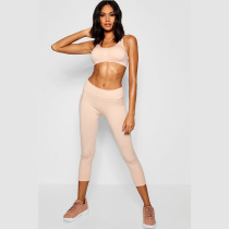 Europe and the United States foreign trade fitness clothes long-sleeved umbilical seven-point pants sports underwear bra female yoga suit Park Yuan trade