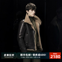  GG LIMITED 2019 new product show motorcycle sheepskin wool one-piece leather jacket fur jacket mens trend