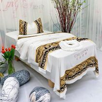 Beauty salon bedspread four-piece set of solid color simple beauty massage bed sheets bedspread looper quilt head can be customized logo