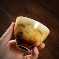 Kin Handdraw Golden Master Cup Chinese Ceramic Tea Cup Kung Fu Tea Cup Large Personal Special Take Gift Box
