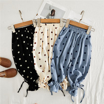 Summer Girls Mosquito-Proof Pants Wave-Point Snow-Spinning Breathable Light Cage Pants Baby Air Conditioning Casual Pants Radish Pants Bunching Pants