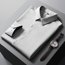 White shirt men long sleeve Spring and Autumn Summer Ice Silk thin tide business high-end dress mens shirt non-iron anti-wrinkle