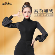 Dambao Luos new female winter high collar Latin dance blouses with a velvety dress with a velvety dancer Morden dance