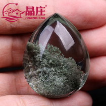 Collection grade natural green ghost water drop pendant pyramid lasagna mountain Brazil fortune cornucopia crystal pendant