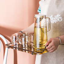 Nordic water set household glass light luxury cold kettle Cup with tray simple creative living room tea cup water Cup