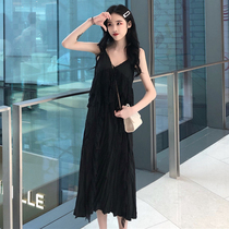 Spring Korean version of the lace brace dress women's clothing 2023 new long-sleeved middle-length skirt students pass knee long skirts