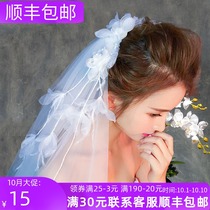 Short travel shot simple veil European style Korean bride gown gauze multi-layer wedding dress New Photo wedding veil