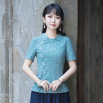 Junya Improved Tang Dress Womens Clothes China Wind Qipao Blouse Summer 2022 New thin Chinese style disc buckle womens clothing