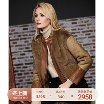 U N Q fashionable high-end sheep leather whole mink mink fur sheep fur one fur stand collar short coat women