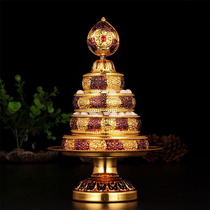 Tibetan Supplies Paraphernalia golden Eight Auspicious Manza Pan Man Tea Roman Da Pan With Trays Bicolor Gold Small