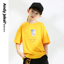 (Summer New) Boy short sleeve T-shirt Childrens pure cotton Compassionate Tide Half Sleeve Big Boy Foreign Air Boy Clothing 2022