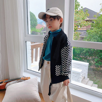 Boys autumn coat 2021 New Korean cardigan childrens sweater knitwear baby Foreign style coat