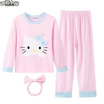 Excellent purchase childrens pajamas Spring and Autumn Winter long sleeve cotton cartoon set baby girl child round collar pullover pig