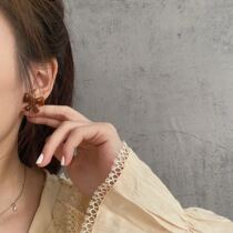 Retro Bow Tie 925 Silver Needle Ear Nail Resin 100 Hitch Amber Color Personality Brief Earrings Harbor Wind Ear Clip