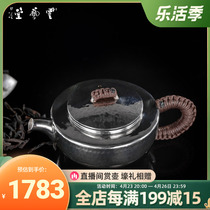 Cloud Art Hall Silver Pot Tea Pure Silver 999 Jubilation Pot Foot Silver Home Pure Handmade A Trumpet Day Style Flat Pot