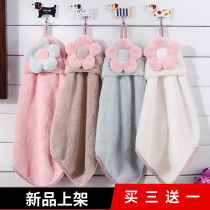 Hanging hand towel thickened absorbent coral velvet childrens towel adult kitchen rag toilet towel