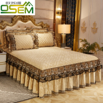 European quilted thick bedspread bed skirt piece Simmons anti-slip velvet warm bed covers dust cover 1 8 meters