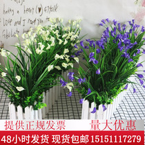 Fake flower potted furnishings pastoral small potted dining table flowerpot simulation floral wood fence plastic window sill ornaments