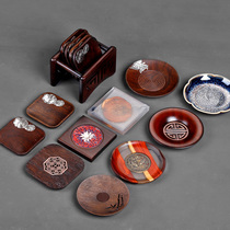 Japanese-style ebony tea cup tray heat insulation tea mat Zen bamboo pure tin kung fu tea coaster set tea ceremony accessories