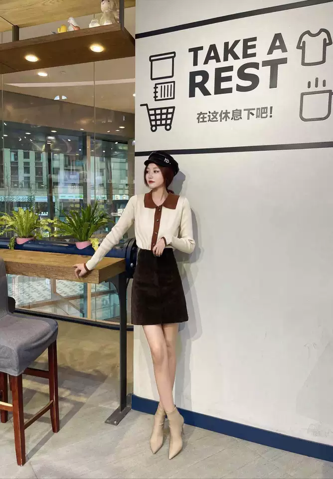 罗曼风情秋冬米色尖头高跟短靴 细跟瘦瘦靴设计拉长比例 加绒保暖不臃肿