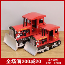 Pure handmade wrought iron tractor model retro bulldozer ornaments photography props decoration gift collectibles