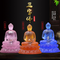 Buddha statue ornament Three Treasures Buddha A set of Amitabha Buddha Medicine Buddhas home living room to enshrine the statue of Shakyamuni Buddha