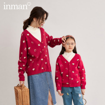 Yin Mantong Girl Clothes Girl Knit Cardiovert Foreign Air Spring Clothing Children Parent-child Sweater Jacket 2022 Spring Autumn