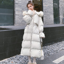 Down cotton-padded womens long 2021 new winter Korean loose thick ins big wool collar tide cotton-padded jacket