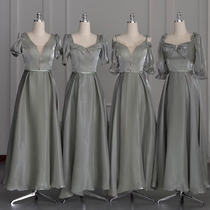 Grey bridesmaid uniform 2021 new autumn senior small sister Group dress host dress usually wear