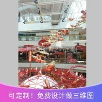 Mid-Autumn Festival sculpture custom shopping mall atrium sky creative art wooden charm scene commercial space Meichen decoration