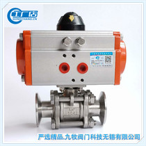 304 stainless steel three-piece pneumatic quick-loading clamp ball valve Q681F-16P through ball valve emergency shut-off valve 15