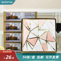 33cm color printed napkins pink gilded table paper towels home napkins Western tissue paper towels 50 sheets per pack