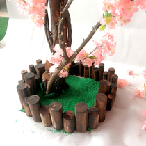 Carbonized solid wood stakes round wood fence outdoor anticorrosive wood fence courtyard small fence balcony garden flower bed decoration