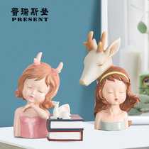 Draw Paper Boxes Ins Wind Multifunction Paper Towels Box Eurostyle Light Lavish Cute Girl Swing Pieces Bedroom Small Pendulum Pieces