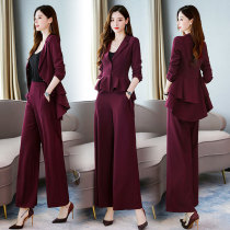 Early autumn wide leg pants set spring dress 2021 new womens fashion dovetail temperament two-piece Foreign Air Age age tide